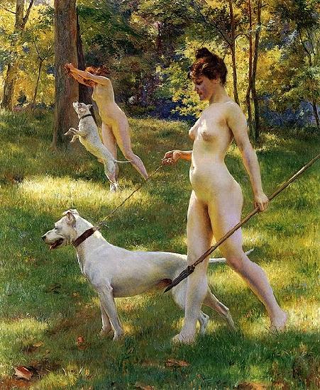 Julius L.Stewart Nymphs Hunting or Hunting Norge oil painting art